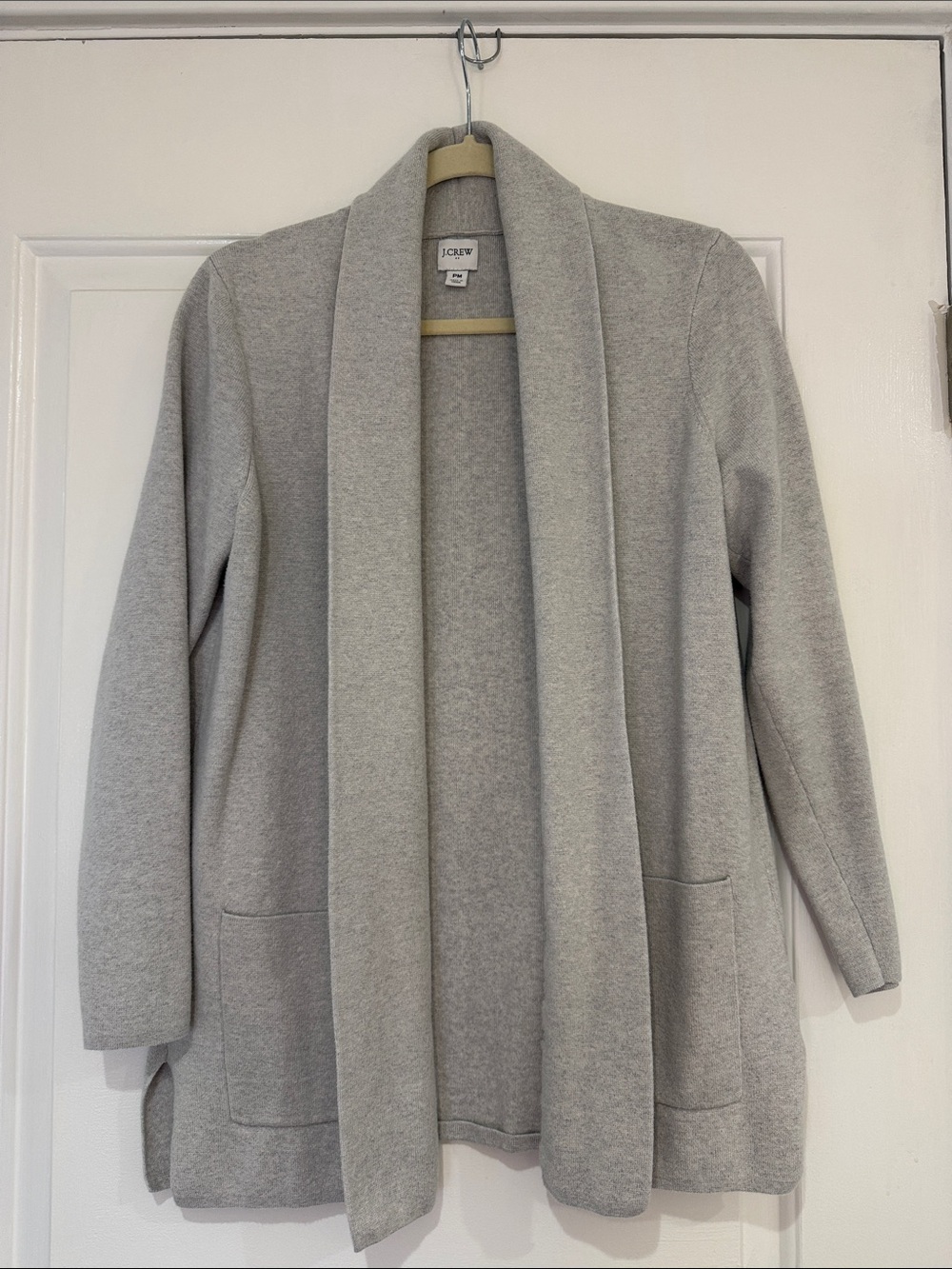 J. Crew Heather Gray Open-Front Shawl Collar Cardigan